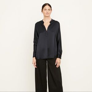 Vince Satin Band Collar Blouse
